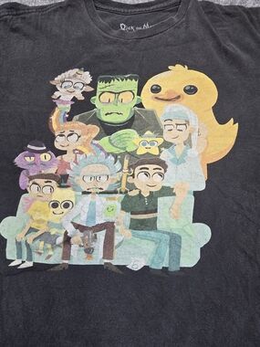 Rick and Morty Adult Swim Graphic T Shirt Mens L Black Cartoon Anime TV Adult